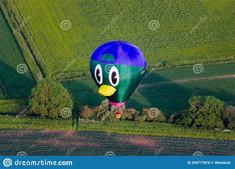 Fun Hot Air Balloon Over Fields Editorial Stock Photo Image Of