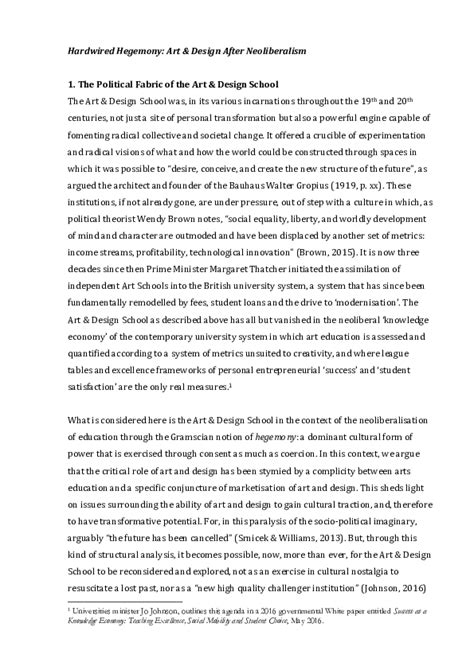(DOC) Hardwired Hegemony: art & design after neoliberalism (Modes of ...