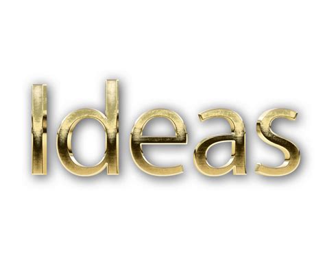 Golden 3d Word Ideas Typography Text Effects Art With Transparent