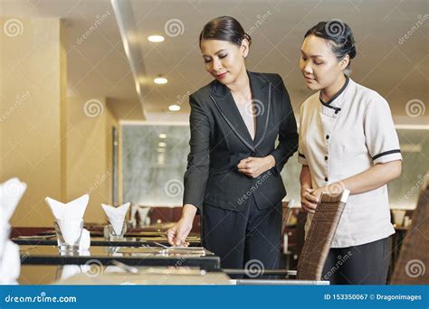 Manager And Waitress At Work Stock Image Image Of Working Adult