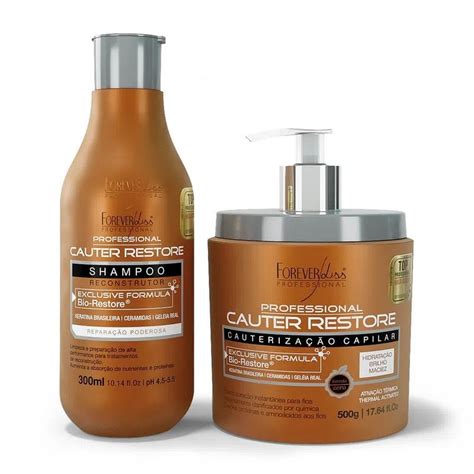 Kit Cauterização Cauter Restore 500g Shampoo 300ml Forever Liss