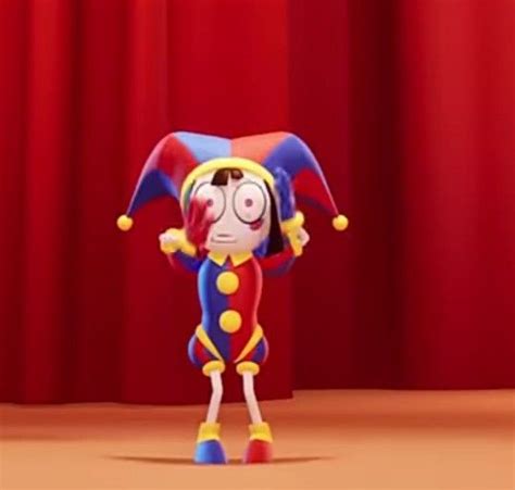 A Cartoon Character Standing In Front Of A Red Curtain