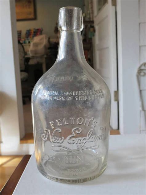 Vintage Rum Bottle Feltons New England Rum 1940s Etsy Glass Liquor