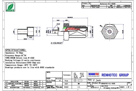 F Connector to Coax Cable Straight Female Crimp Type for Cable