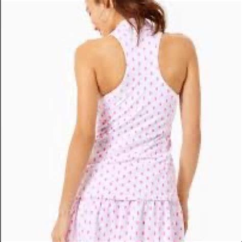 Lilly Pulitzer Luxletic White With Hot Pink Polka Dots Lakelyn Bra Polo
