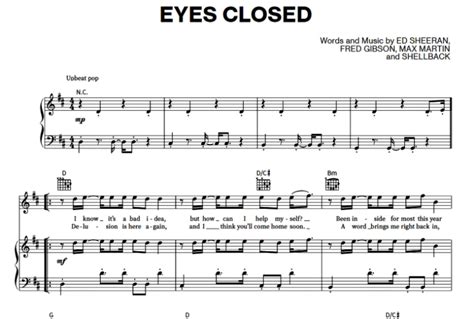 Ed Sheeran Eyes Closed Free Sheet Music Pdf For Piano The Piano Notes