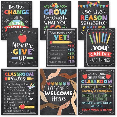 Hadley Designs 9 Colorful Classroom Decor Signs - Motivational India | Ubuy