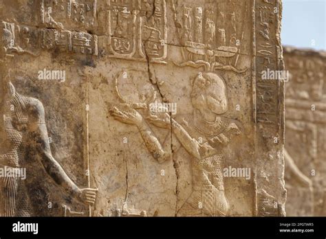 Close Up Of Relief Work And Decoration In The Ptolemaic Temple At