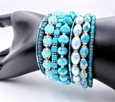 Memory Wire Wrap Bracelet Beaded Bracelet Turquoise Etsy Beaded Bracelets Memory Wire Wrap