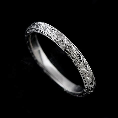 Engraved Wedding Band, Antique Style Wedding Ring, Women's Wedding Ring ...