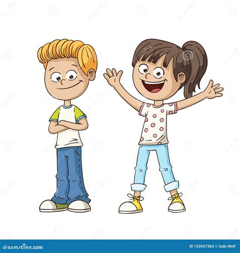 Two Smiling Kids Stock Vector Illustration Of Laughing 155937364