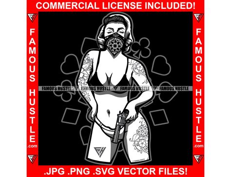 Sexy Gangster Woman Bikini Lingerie Gun Body Tattoo Retro Etsy