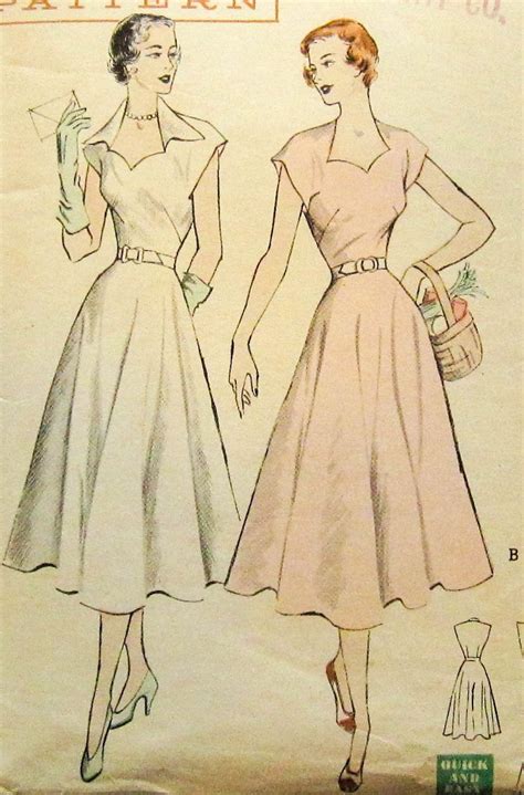 50s Vintage Sewing Pattern Butterick 5354 Womens Size 14 Dress Etsy