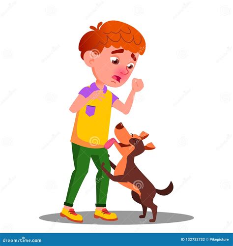 Allergic, Sneezing Boy with a Dog Vector. Isolated Cartoon Illustration ...