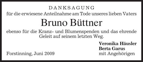 Traueranzeigen von Bruno Büttner trauer merkur de