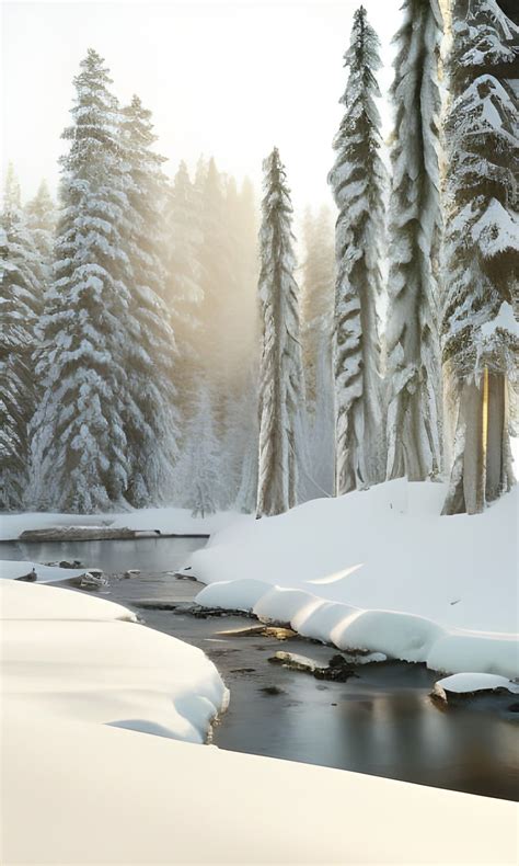 Snowy Winter woodland landscape 4K mobile wallpaper | Snowy forest ...