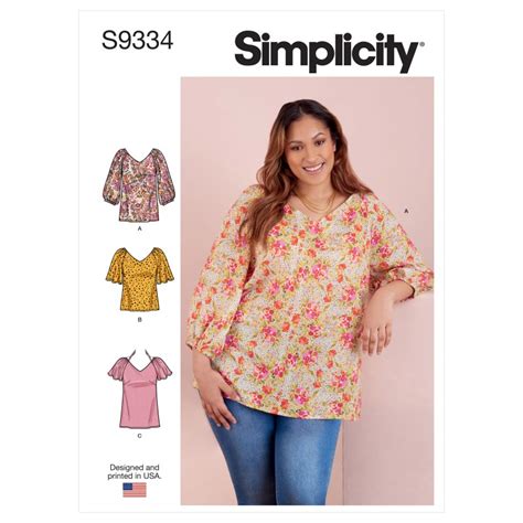 Simplicity Sewing Pattern S9334 Misses V Neck Top Blouse With Flutter