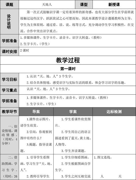 2019年部编版一年级语文上册集体备课全册教案表格式文档之家