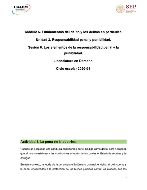 Sesi N Los Elementos De La Responsabilidad Penal Y La Punibilidad