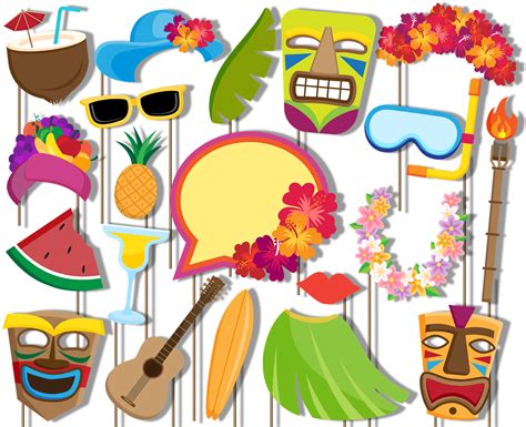 Hawaiian Luau Photo Booth Props 20pcs Assembled