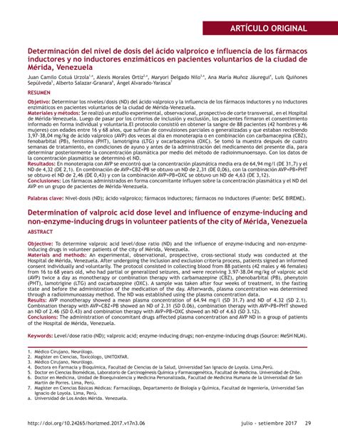 Pdf Determinaci N Del Nivel De Dosis Del Cido Valproico E Influencia