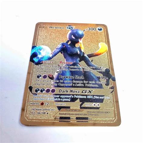 Mewtwo Gx Metal Gold Card Shiny Carta Pokemon Dourada Ouro