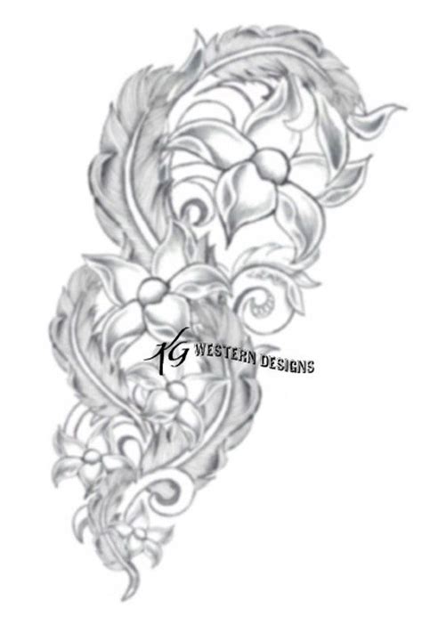 Flowers Feathers Vines Leather Tooling Carving Design Tracing Pattern