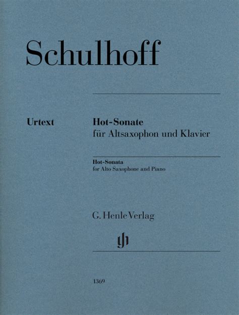 Schulhoff Erwin Hot Sonate für Altsaxophon und Klavier