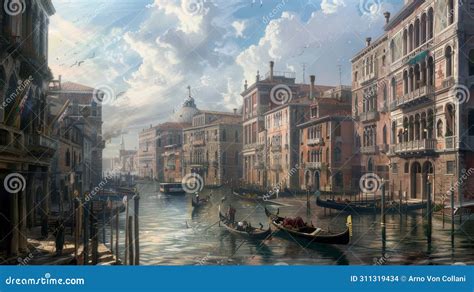 Venecia En Esplendor Fascinante Pintura Del Paisaje Urbano Del Siglo