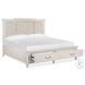 Willowbrook Egg Shell White Queen Upholstered Panel Storage Bed From