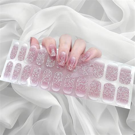 Semi Cured Gel Nails Strips 22 Pcs Gel Nail Stickers Semi Cured Nail