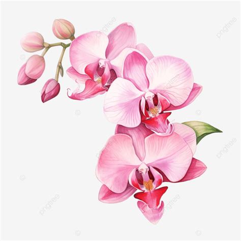 Pink Orchid Flower Watercolor Pink Flower Orchid Png Transparent