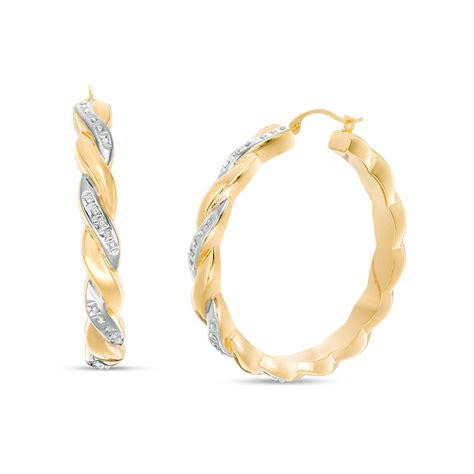 Diamond Fascination™ Twist Hoop Earrings In 14k Gold Zales