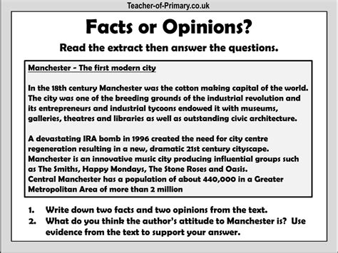 Fact and Opinion - Worksheet | English Year 5 - Worksheets Library