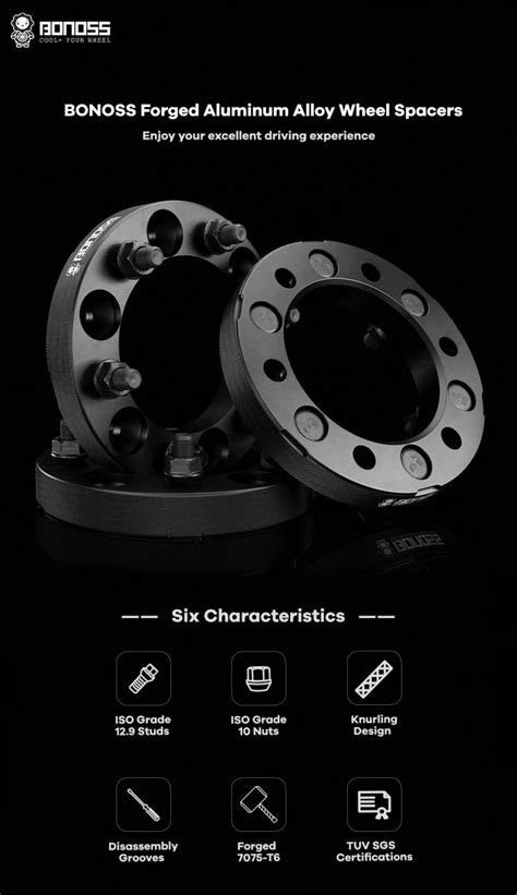 Bonoss Forged Aluminum Alloy 7075 T6 6x55 Wheel Spacers For Nissan Patrol Y61 Bonoss