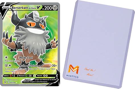 Carte Pokémon Berserkatt de Galar V 200PV 183 196 Full Art EB11