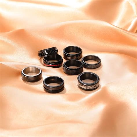 Wfyou Anillos Giratorios De Acero Inoxidable Negro Para Hombres