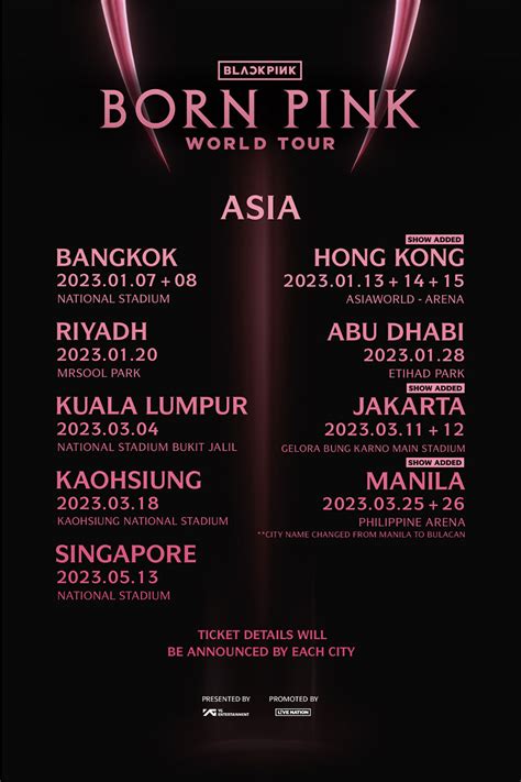 Blackpink World Tour [born Pink] Asia Poster Blackpink CafÉ