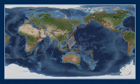 Philippine Sea Tectonic Plate Satellite Patterson Cylindrical Stock