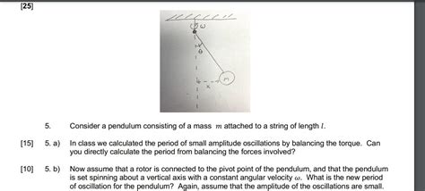 Solved 5 Consider A Pendulum Consisting Of A Mass M Chegg