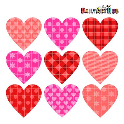 Patterned Hearts Clip Art Set – Daily Art Hub // Graphics, Alphabets & SVG