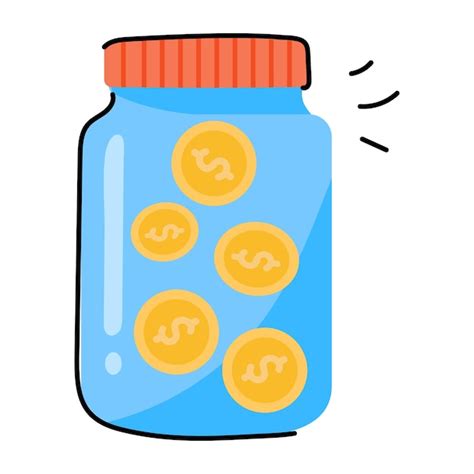 Premium Vector Trendy Doodle Icon Of Coins Jar