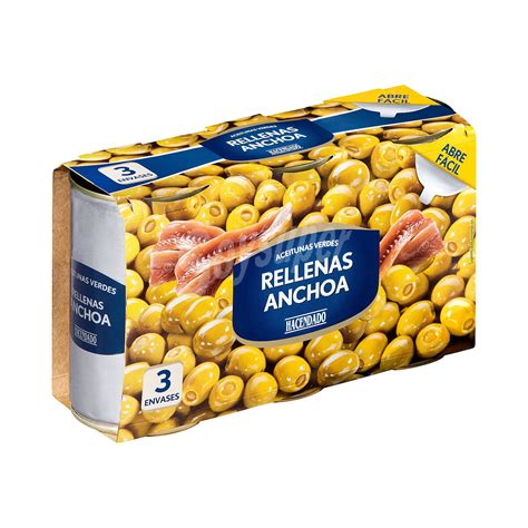 Hacendado Aceituna Rellena Anchoa Pack Latas X G Neto Escurrido