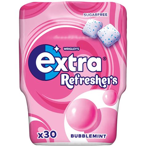 Extra Refreshers Bubblemint Sugarfree Chewing Gum Bottle 30 Pieces Extra