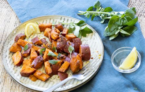 Roasted Sweet Potato With Ginger And Coriander Good Gut Ayurveda Nutrition Diet Recipes