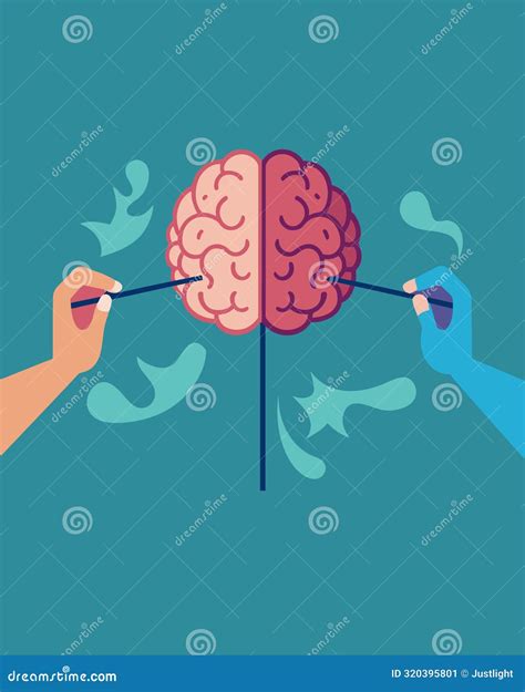 Two Hands Holding A Brain Pulling It In Opposite Directions Symbolizing