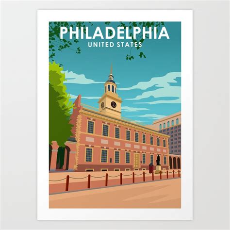 Philadelphia United States Vintage Minimal Retro Travel Poster Art ...