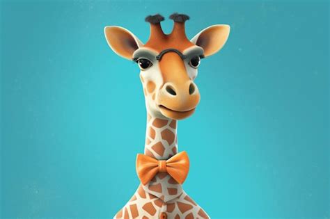 Premium Ai Image A Giraffe With A Bow Tie On His Neck