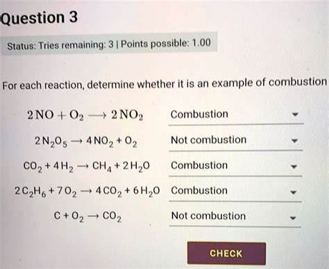 Combustion Reaction Examples