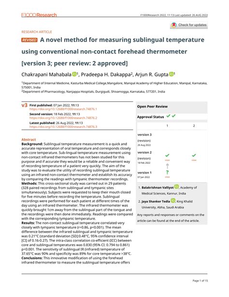 Pdf A Novel Method For Measuring Sublingual Temperature Using